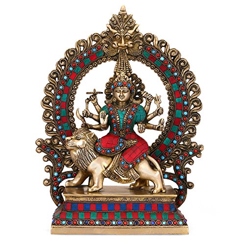 Image of Collectible India Brass Durga Idol, 15 Inches Height, Multicolour (Model Number: DTS105)