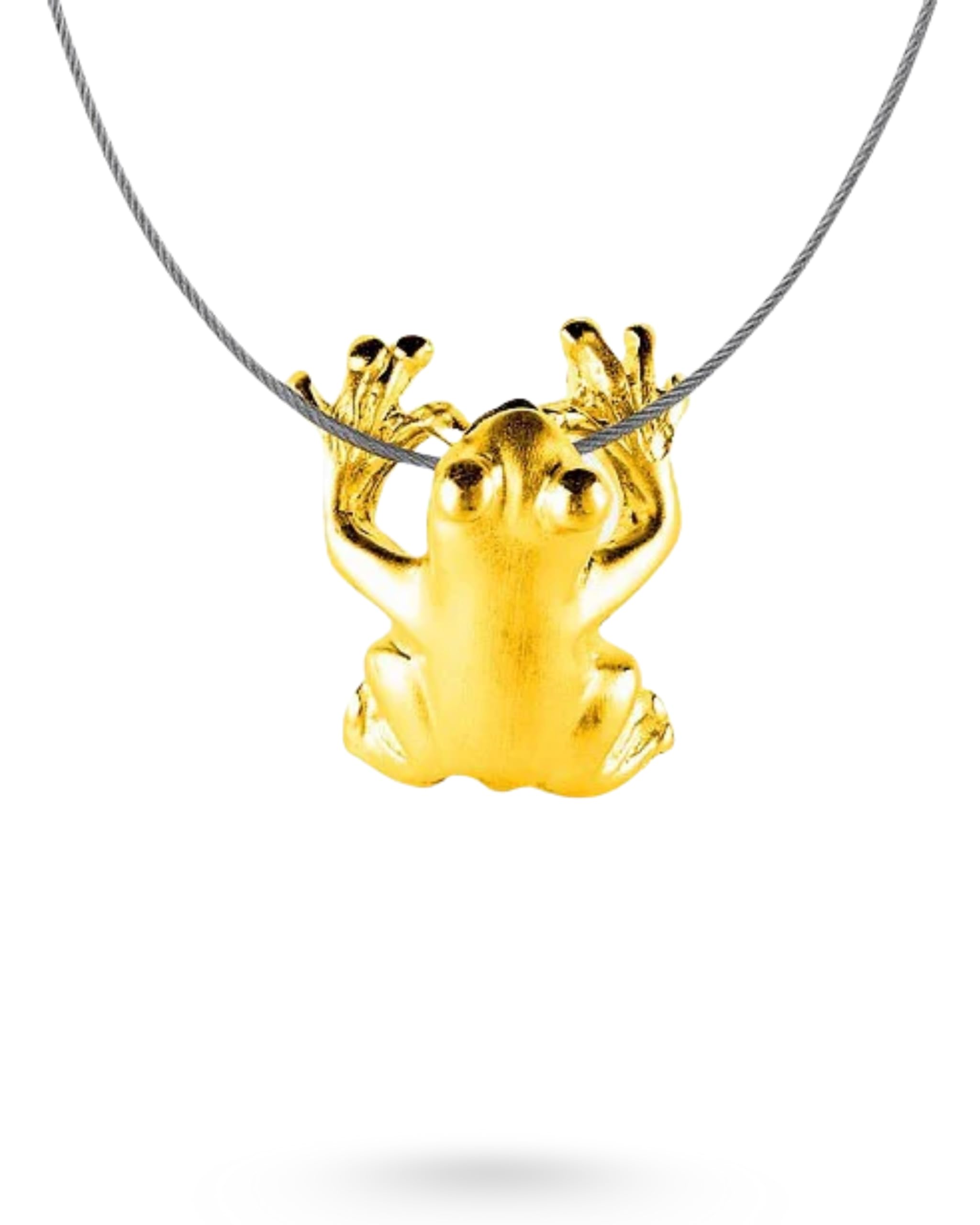 Drachenfels Froschkönig Anhänger I Kettenanhänger aus goldplattiertem 925 Sterling Silber I Nickelfreier Silber-Anhänger I In Goldschmiedequalität gefertigt I D FR 63/AGG
