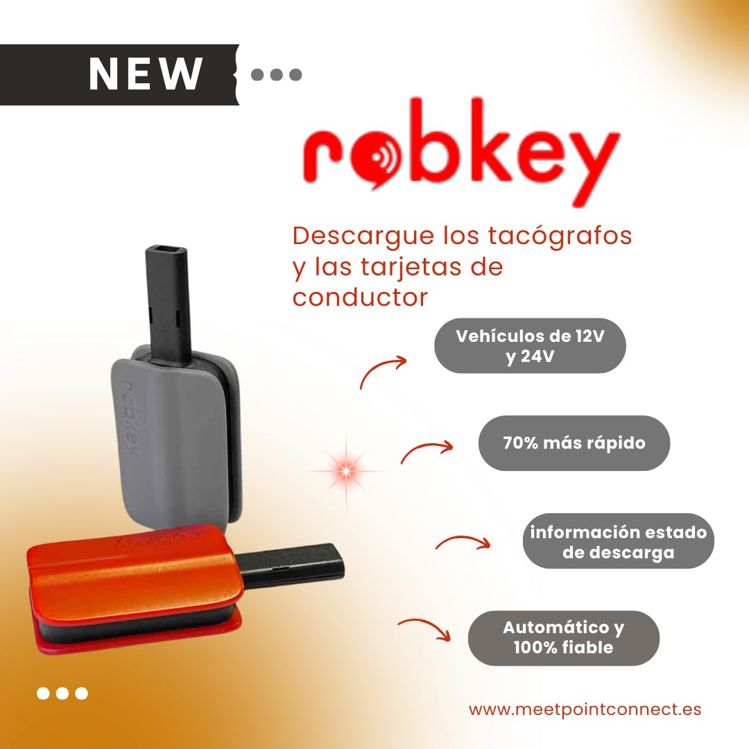ROBKEY – Lector Tacógrafo Digital y Tarjeta de Conductor vía Bluetooth | Compatible con Android | Descarga rápida y Segura en móvil o Tablet | Compatible con Tacógrafos V1 y V2 (1ª y 2ª generación)