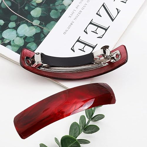 Miniatura 3 de Juego de pinzas de pelo acrílicas retro, 6 pasadores y cierres automáticos grandes para cabello grueso en 6 colores, para mujeres y niñas