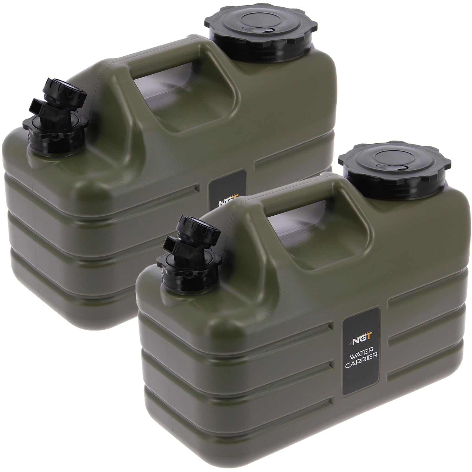 2x Water Canister Carrier with Tap Spout 5L or 11L Jerrycan Camping Dual Caps Flexible Pouring Spout Water Storage for Fishing, Camping, and Hiking (2x 5 Litre Canister)