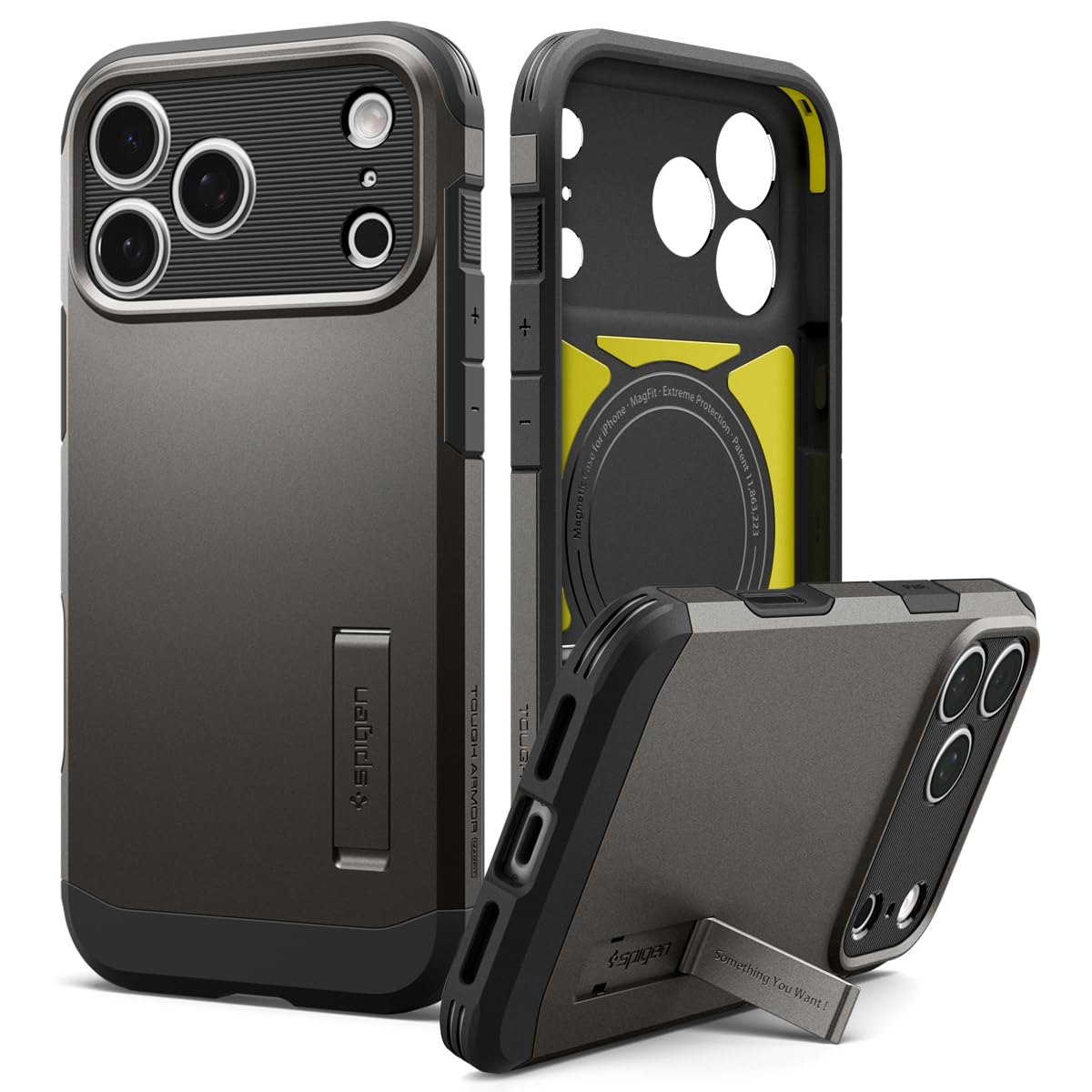Spigen Cover per iPhone 17 Pro Max, Tough Armor T MagFit, Compatibile con MagSafe - Grigio