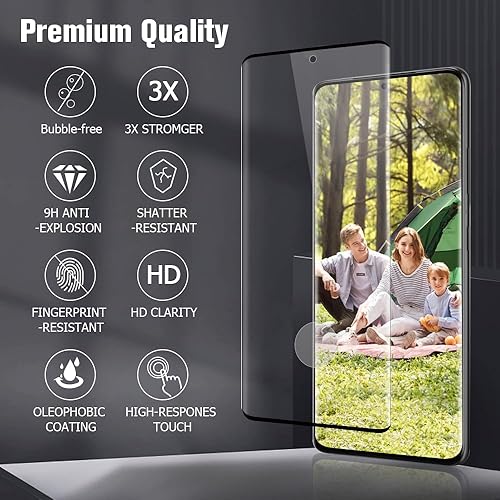 Miniatura 2 de 2+2 Pack Galaxy S21 Ultra Screen Protector, Fingerprint Unlock, 9H Hardness Tempered Glass, Bubble Free, Premium HD Clear for Samsung Galaxy S21
