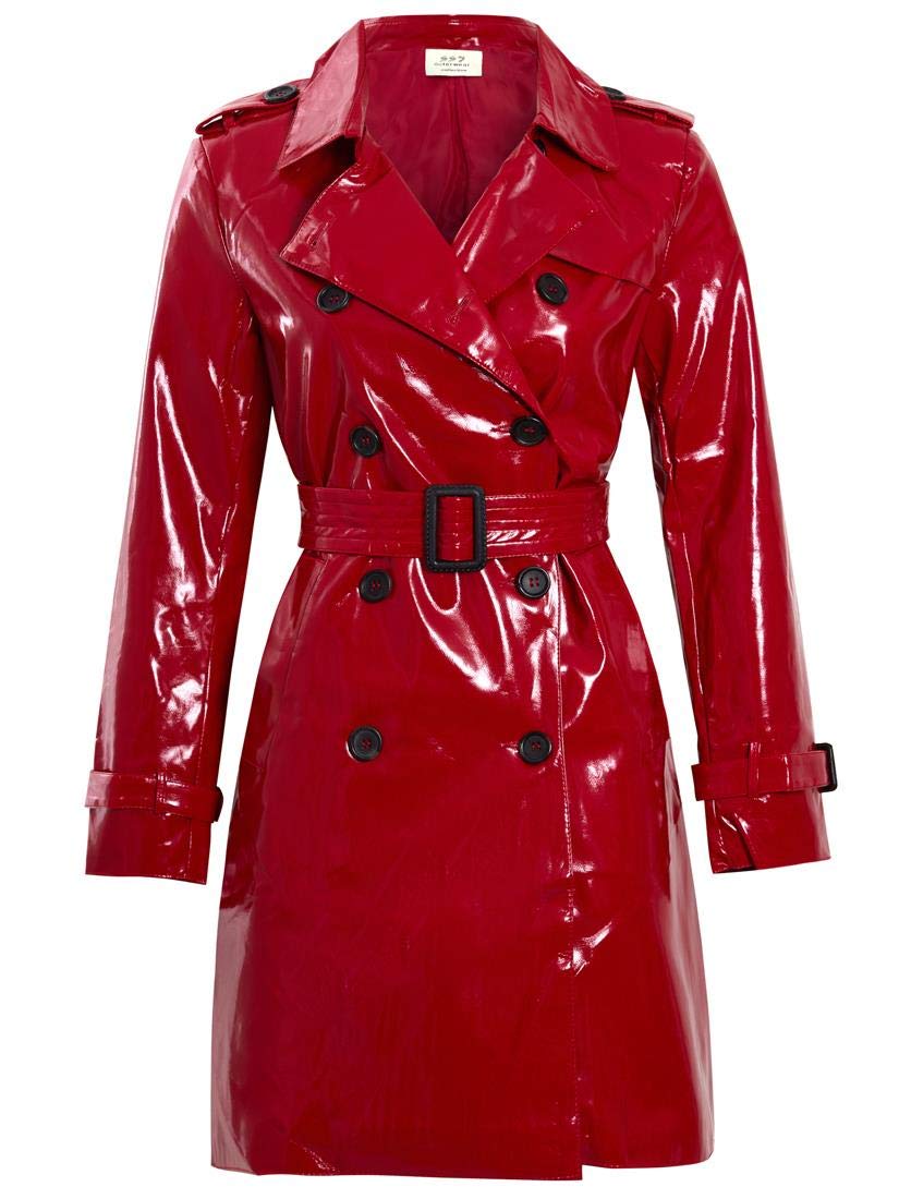 Ss7 Womens Patent Trench Coat Mac Raincoat Ladies New Size