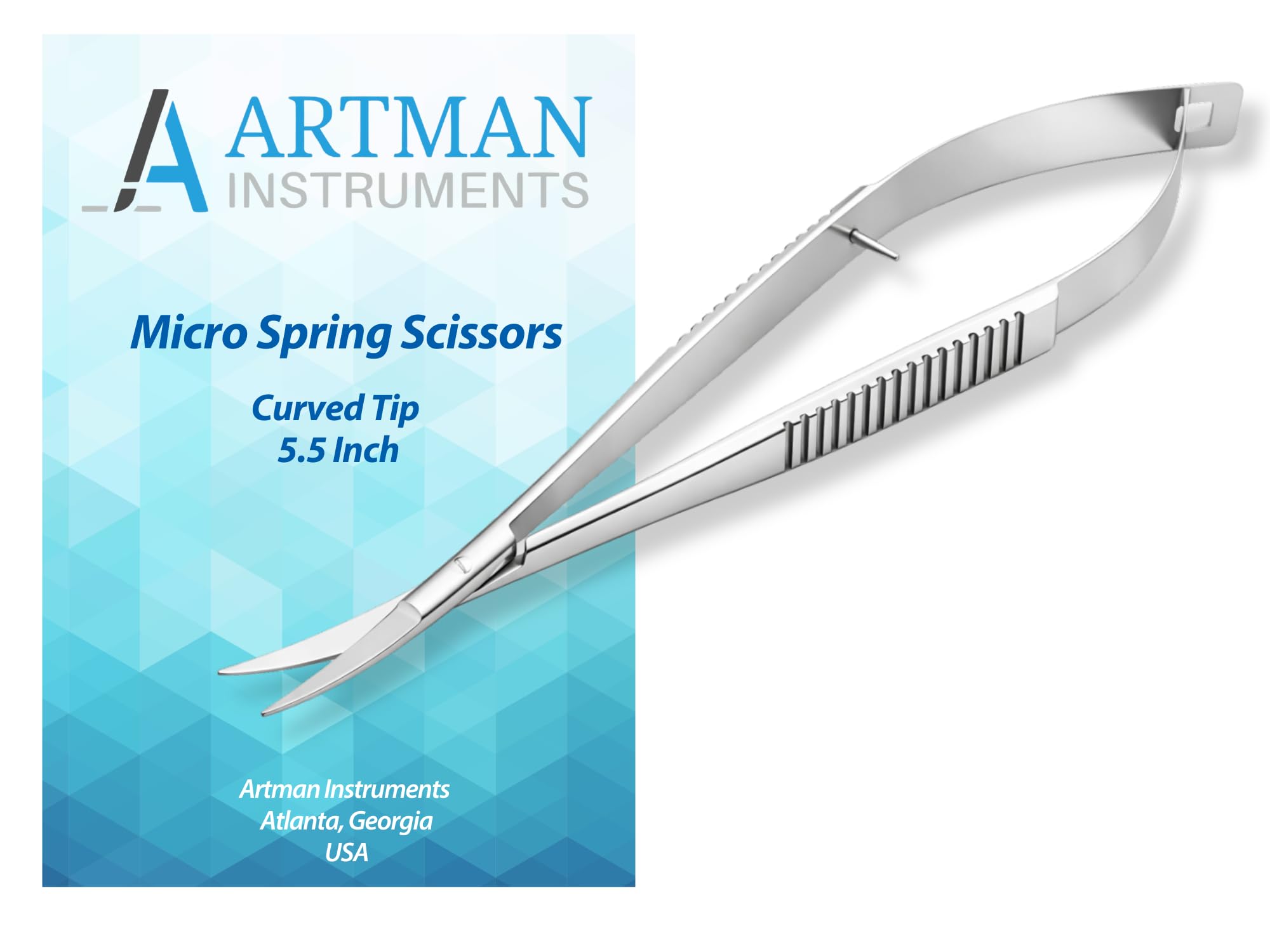 Micro Scissors 5.5" Curved Castroviejo Stitch Cutting, Spring Action, Extra Sharp Squeeze Scissors for ENT, Eye, Skin, Dental, Veterinary Surgeons