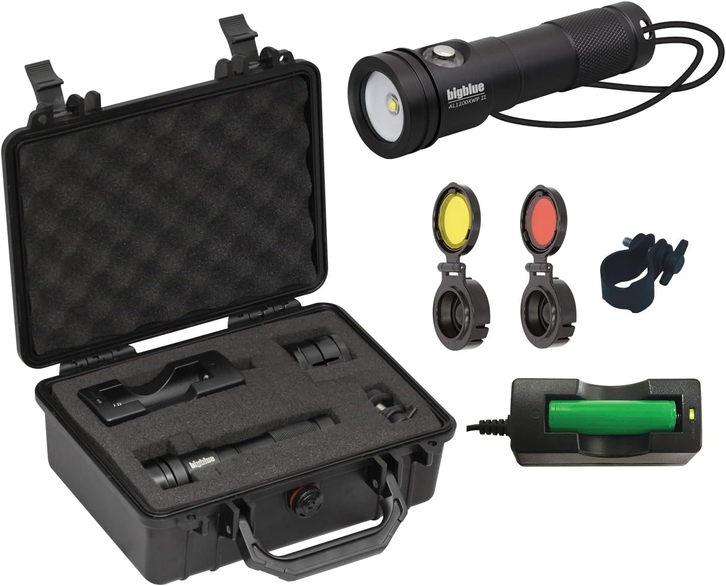 Bigblue AL 1300 Lumen Extra-Wide Beam Dive Lights (AL1300XWP) with Hard Case
