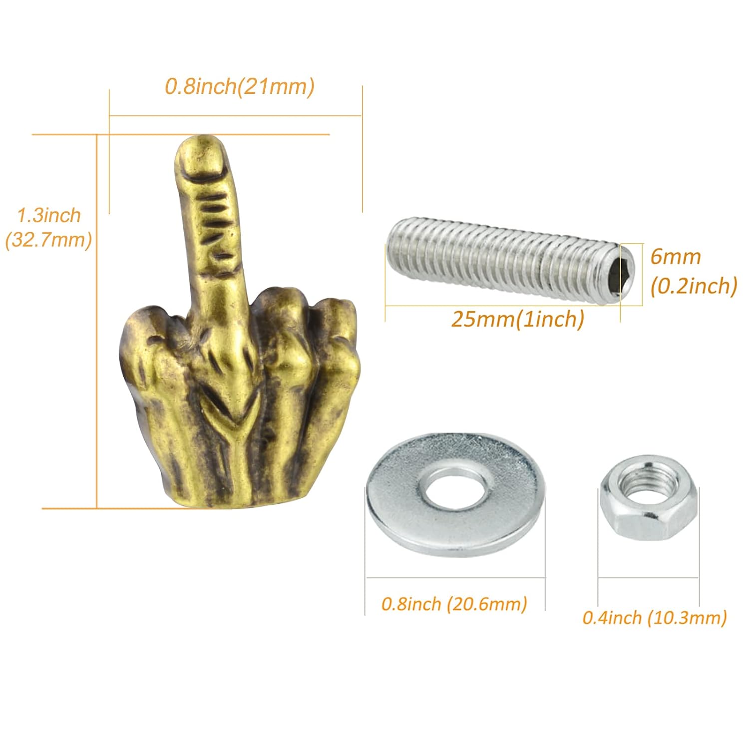 Finger Shape License Plate Frame Bolts Nuts Car Tag Screw Fasteners Kit Fit Vehicles Motorcycle Trucks SUV,4Pcs Copper