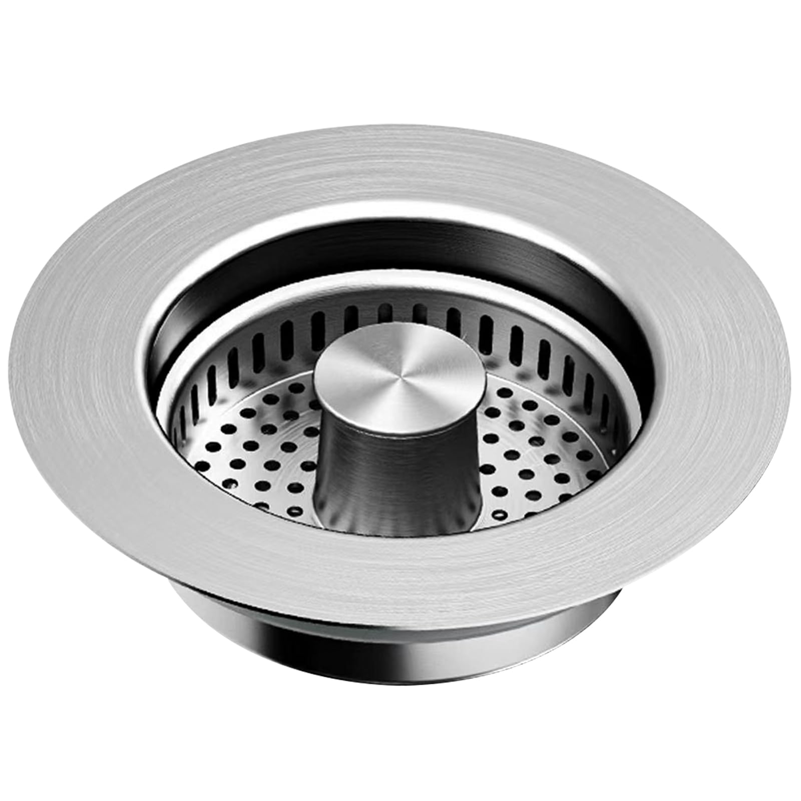 3 in 1 Kitchen Sink Drain Strainer Kitchen Sink Stopper with an Extra Basket Strainer, Pop Up Stainless Steel Kitchen Drain Plug for Home Bathroom (Silver)