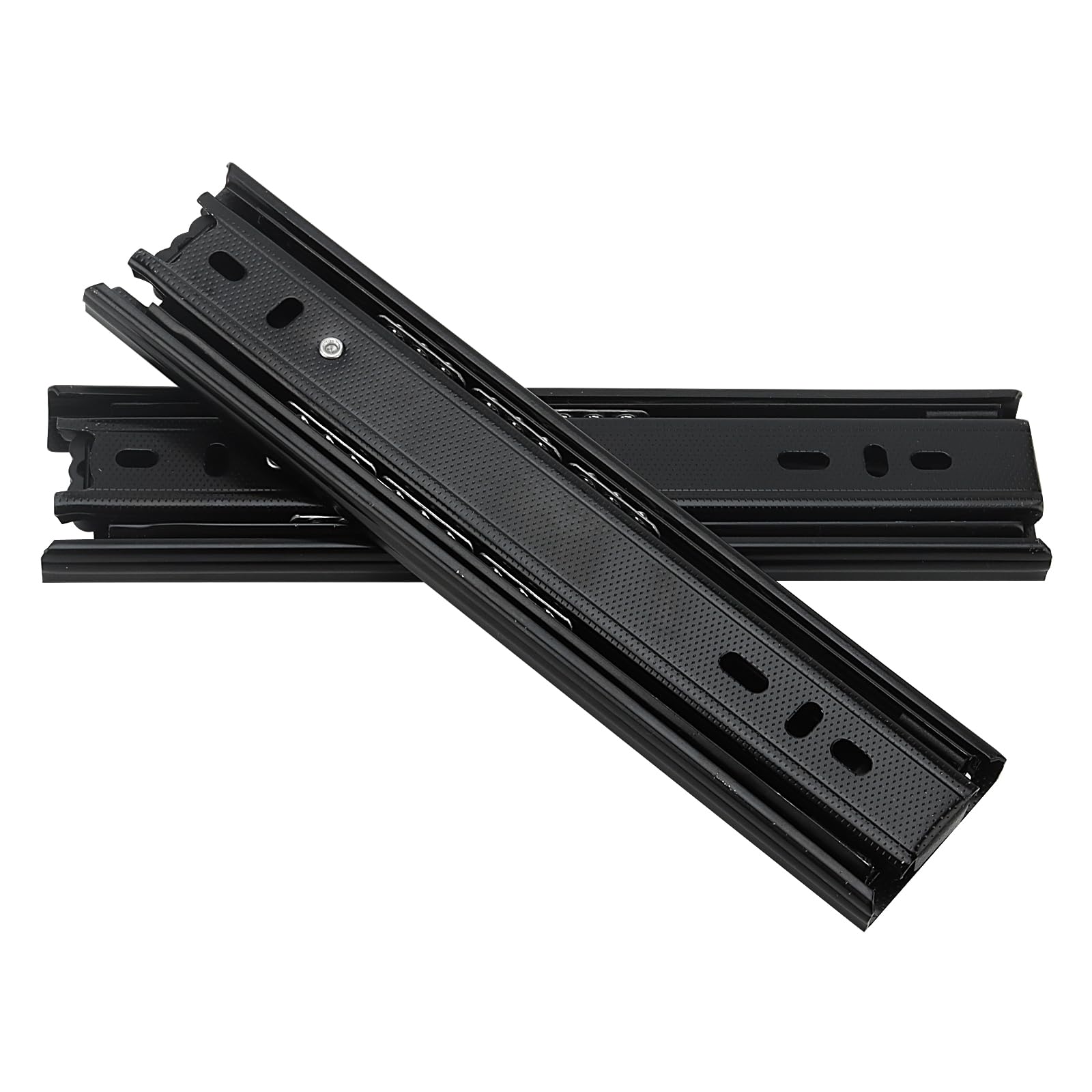 SOUJAP 6 guías de cajón de extensión completa de 8 pulgadas, deslizadores telescópicos de acero negro con tornillos, rieles de montaje lateral de 20 cm para armarios, cajones