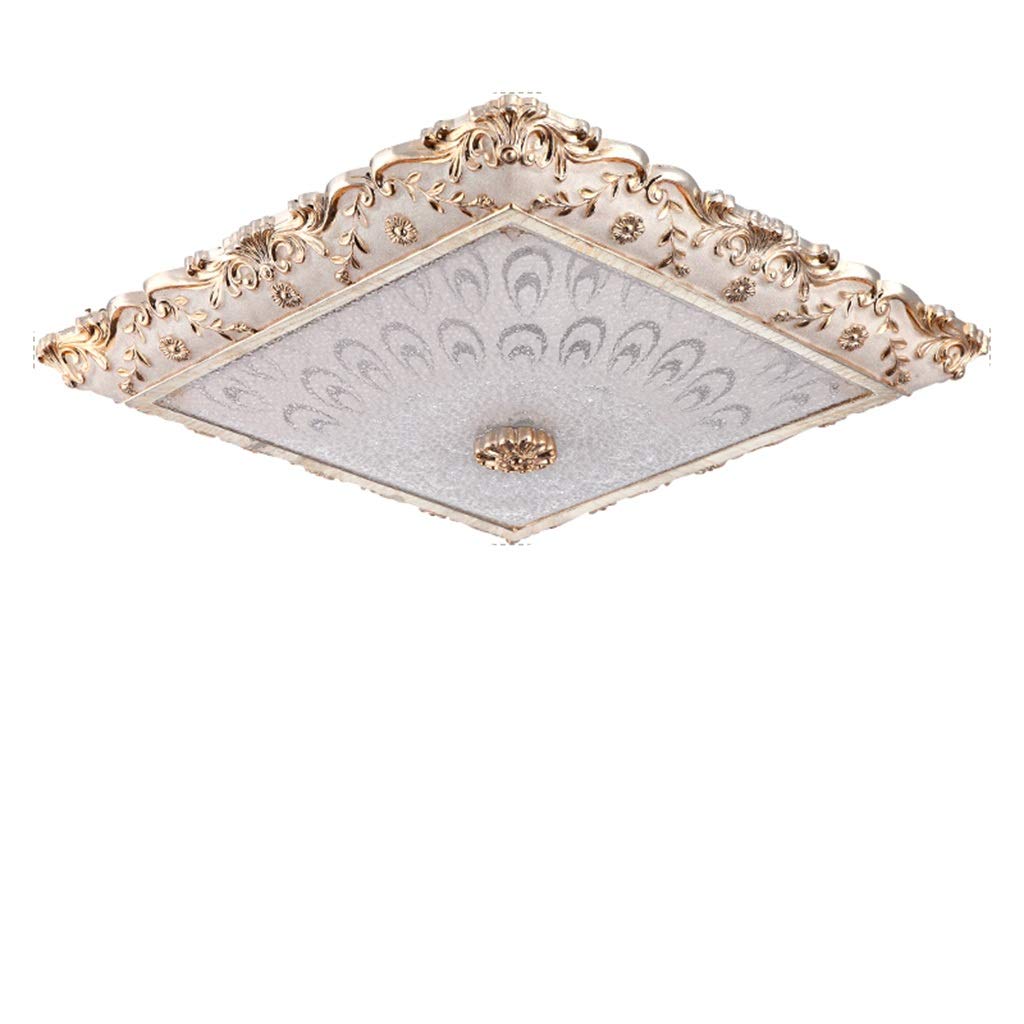HynJGih Bedroom Ceiling Lamp European Square Led Study Lamp Romantic Warm Simple Wedding Room Smart Room Lighting, Stepless Dimming(A,50cm)