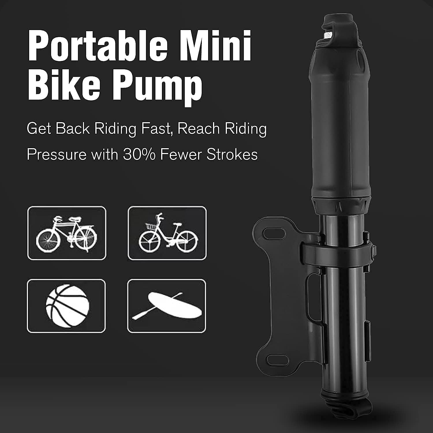 HillMiles Pompa da Bicicletta con Valvole Presta e Schrader, Pompa Pneumatica Portatile da 100 PSI Per Bicicletta Universale ad Alta Pressione con Ago a Sfera Accessori