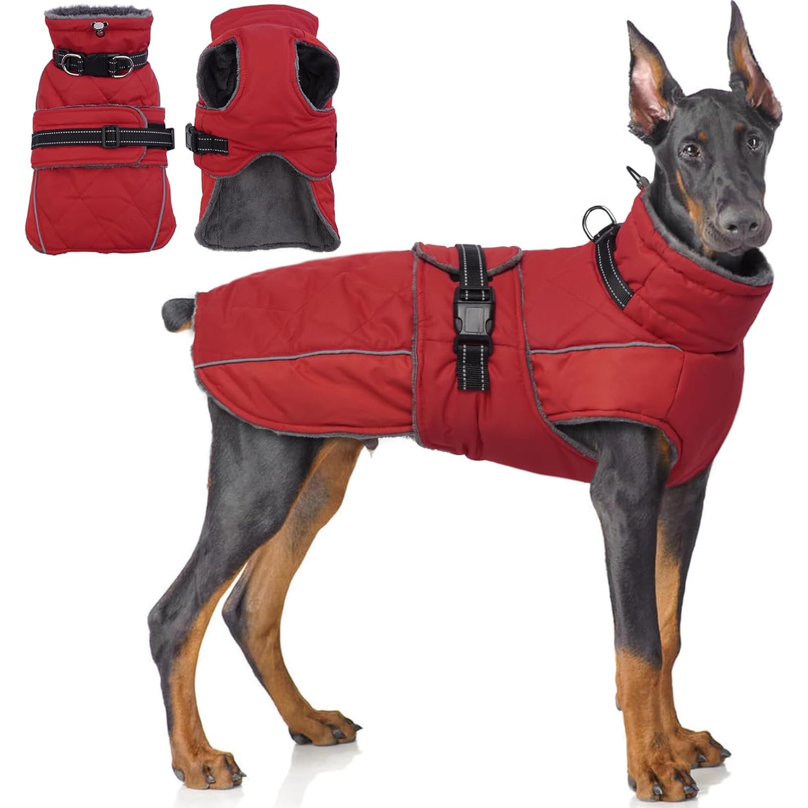 QBLEEV Warm Dog Jacket Red