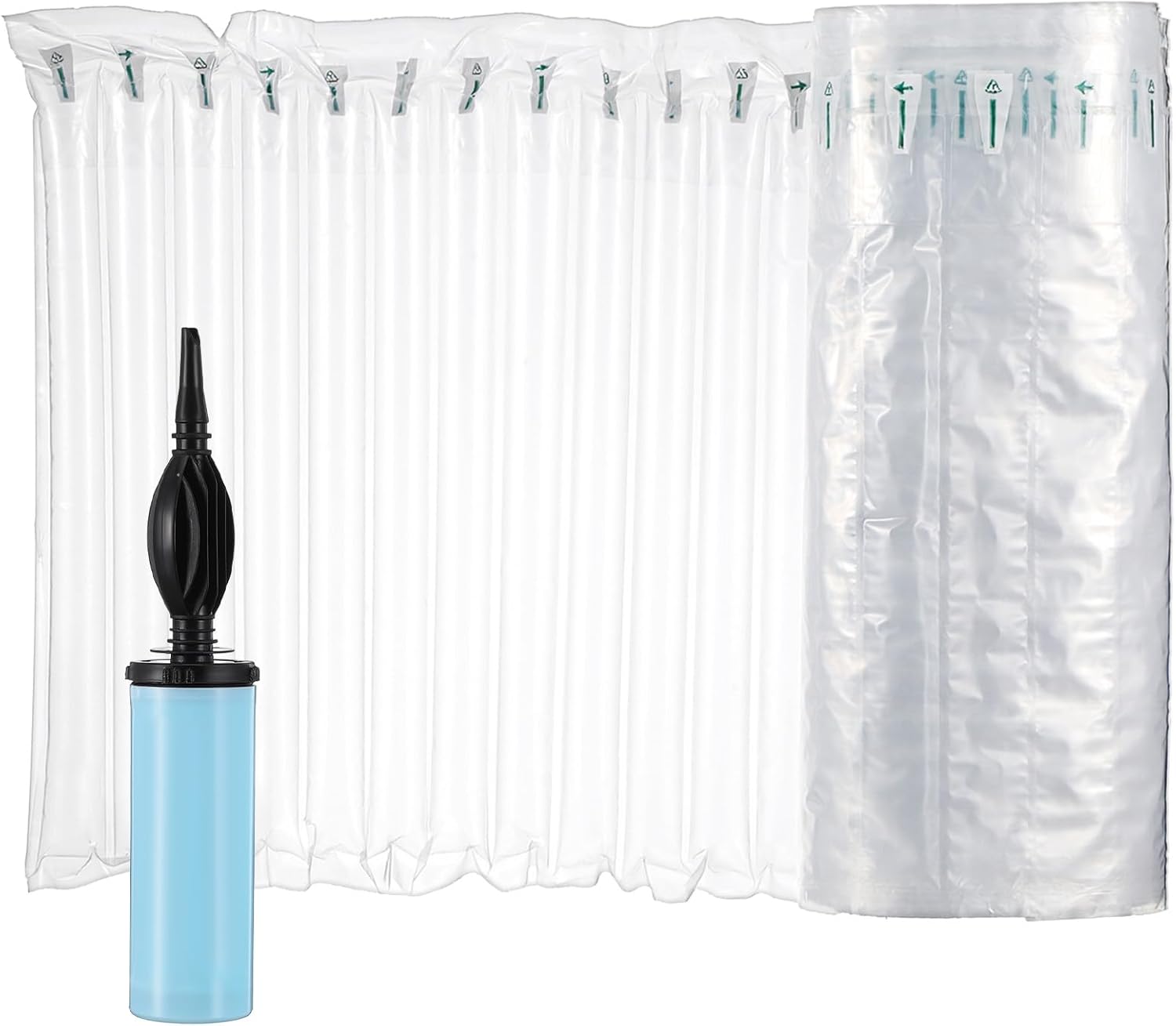 Large Bubble Cushioning Wrap for Packing 12"x164' Inflatable Air Pillows for Shipping, Moving Bottle Travel Protector Bags, Heavy Duty Space Saving Box Filler Shipping Supplies with Pump, 55um