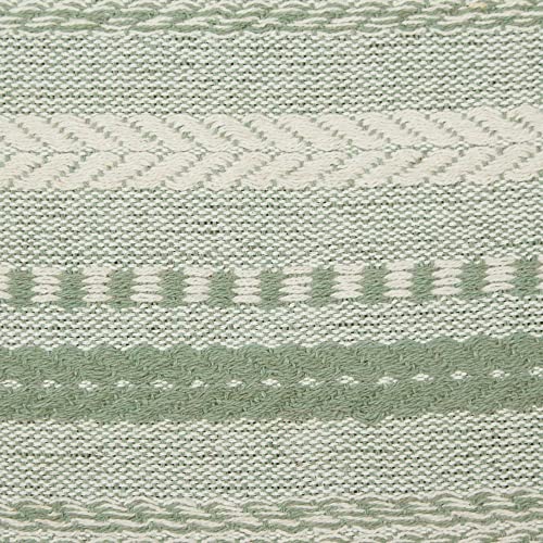 DII Farmhouse Braided Stripe Table Runner Collection, 15x72 (15x77, Fringe Included), Artichoke Green by DII - Image 3