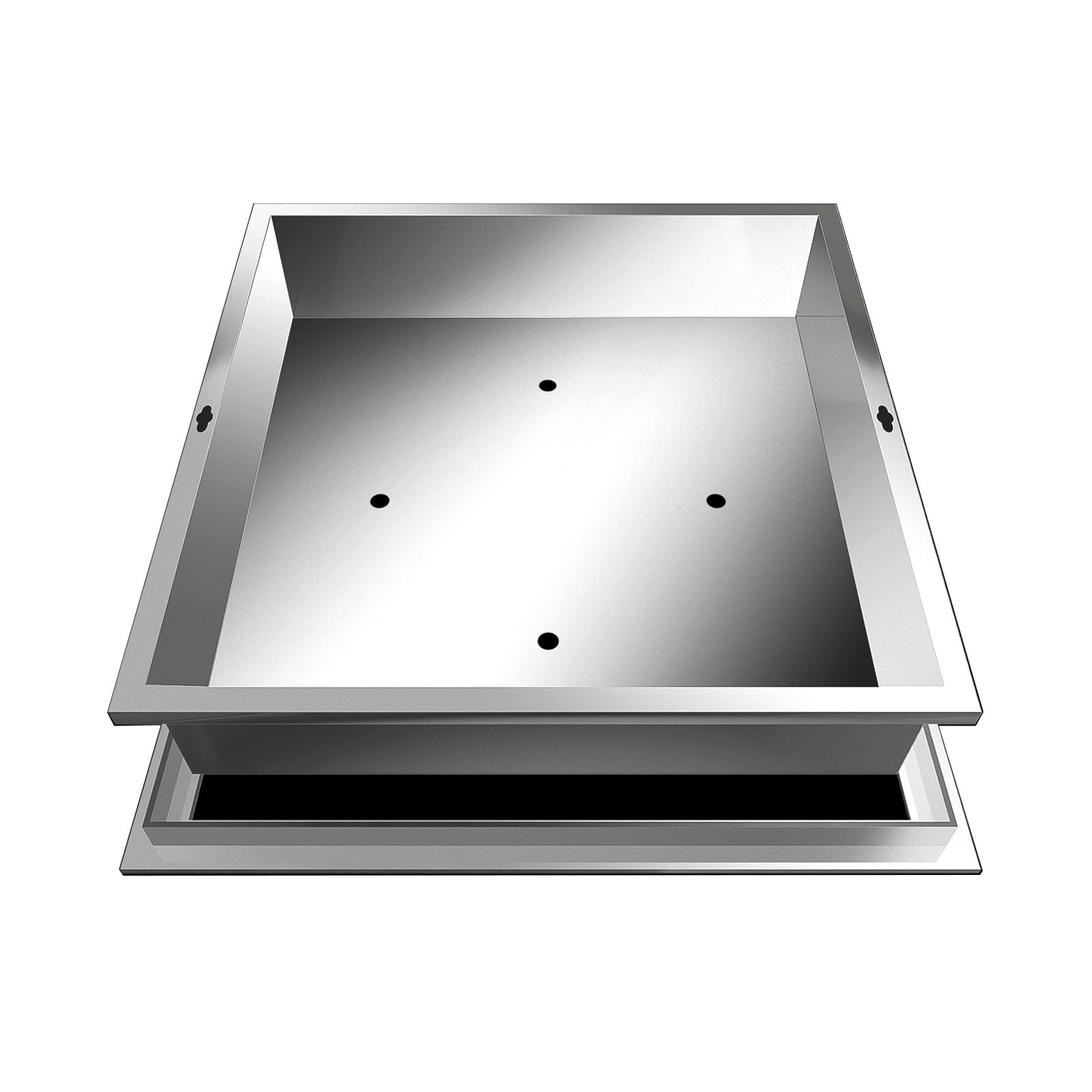 Quadratische Lichtschachtabdeckung, 40 x 40 x 12 cm, schlankes Design, perfekt für Wege, Parks und Höfe. Versteckte Entwässerungslösung, Outdoor-Zubehör.