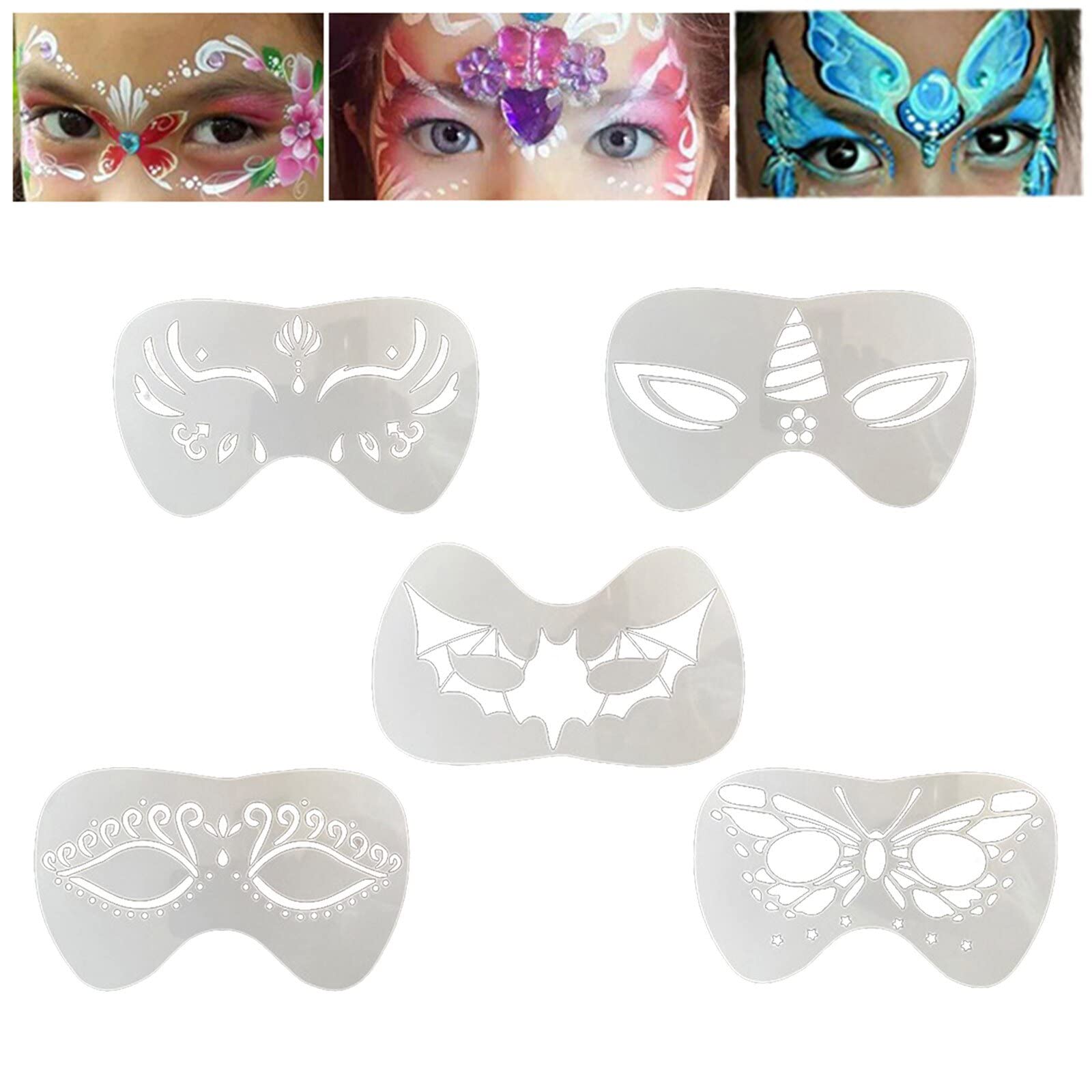 Stakee Style 1 5Pcs Body Art Paint Stencils Face Painting Stencils Temporary Tattoos Stencils Reusable Carnival Painting Stencils