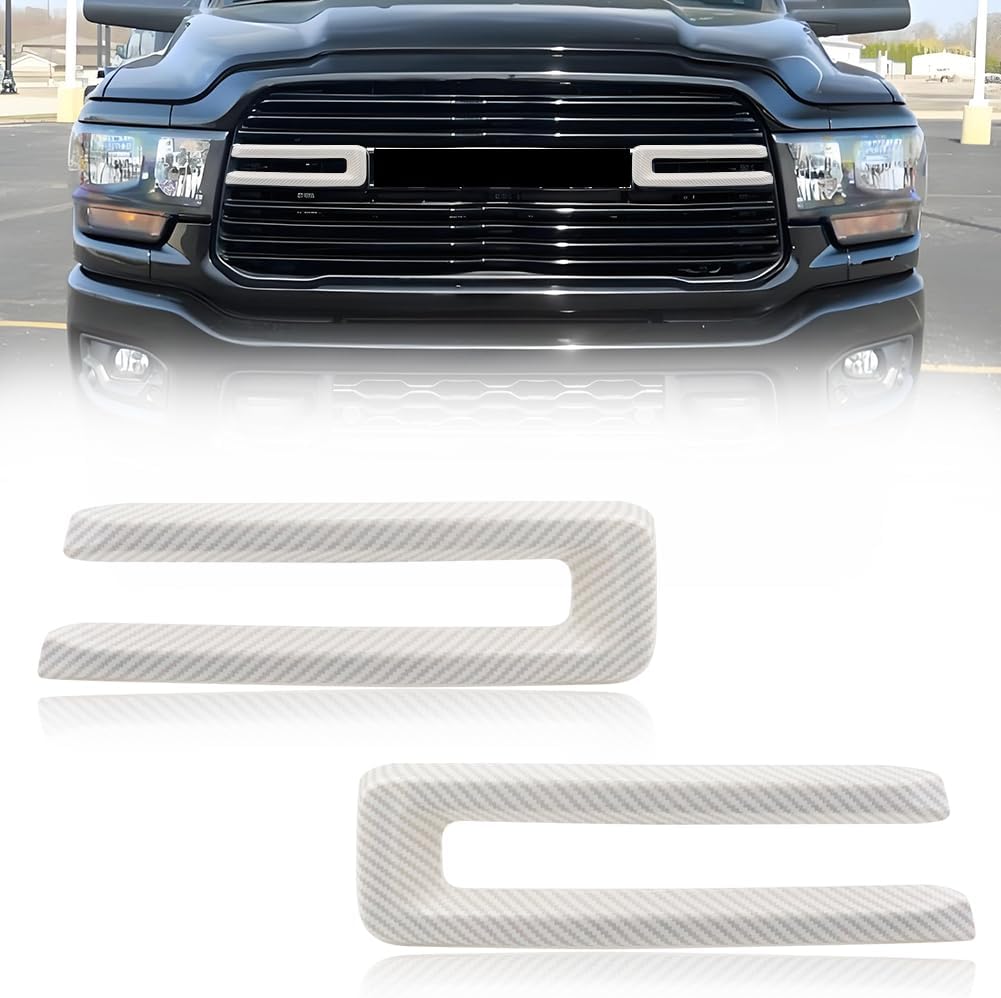 Front Grille Trim Compatible with 2019 2020 2021 Dodge Ram 2500 3500 4500 5500, [Gloss Black] ABS Truck Grille Cover, OEM Part #68358570AA 6NB35TZZAB, 2 PCS