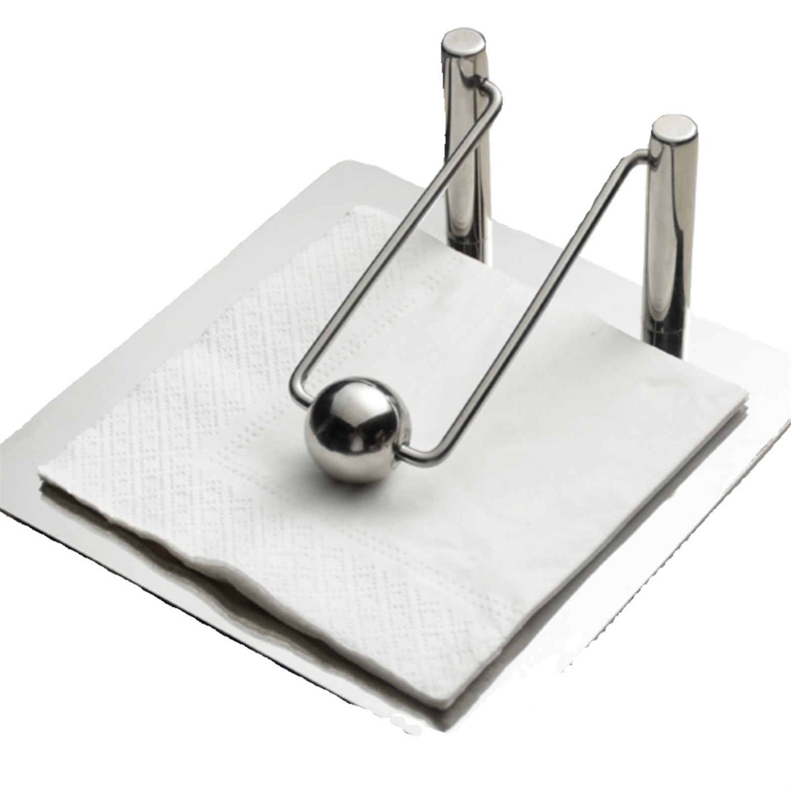 Flat Napkin Holder with Weighted Arm, Freestanding, Stainless Steel, Cocktail Tissue Dispenser, for Kitchen Countertops, Dining Table, Indoor & Outdoor