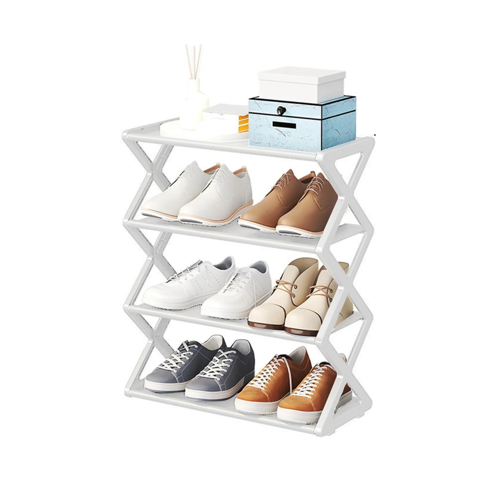 BAYNOPURIN Low Shoe Rack Foldable Shoe Rack Space Saving Standing Storage Organizer For Closet Hallway Entryway Bedroom(3117240215812)