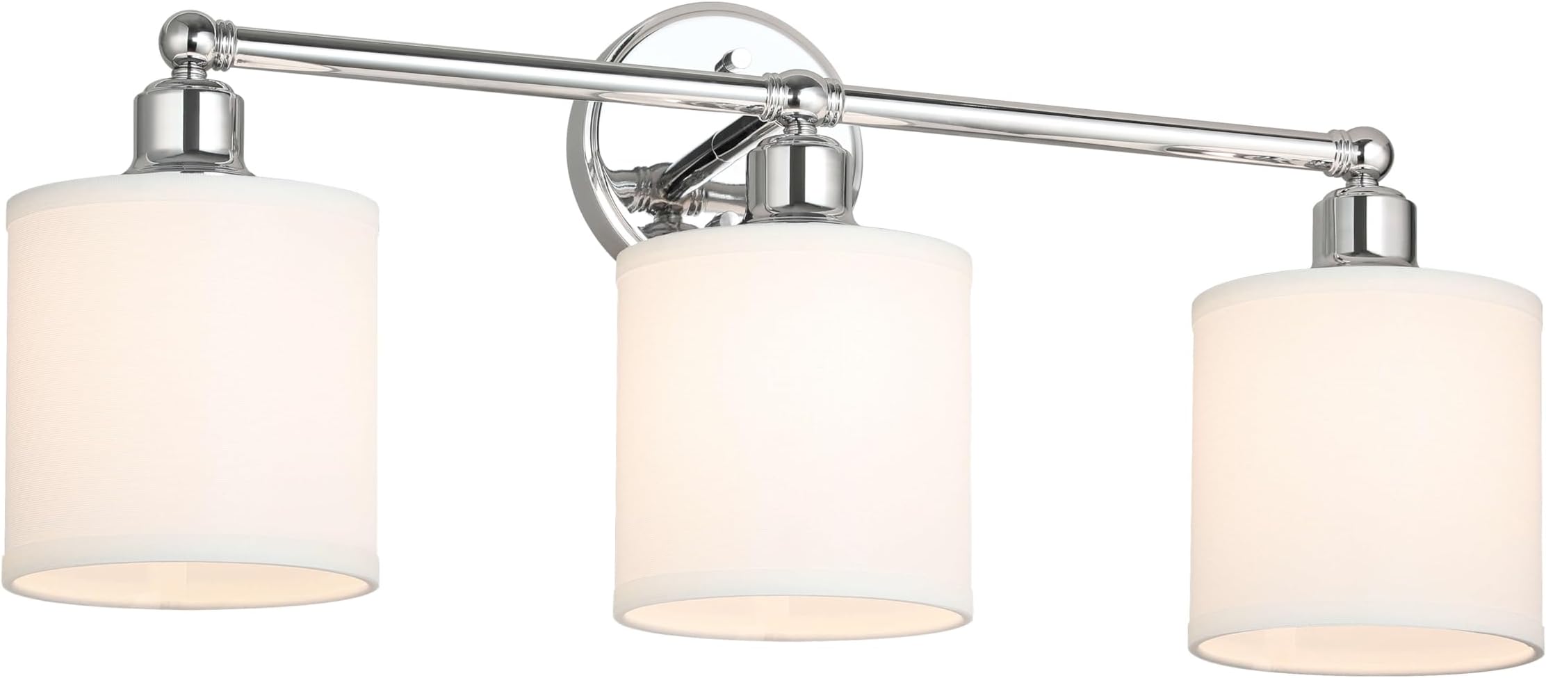 XiNBEi 3 Light Bathroom Vanity Light - Brushed Nickel With Dual Glass Shades