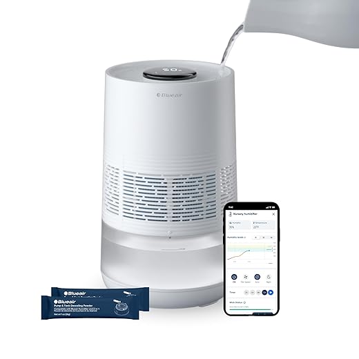BLUEAIR Premium Smart Humidifier for Large Rooms, Bedrooms, Better Sleep with Evaporative Invisible Mist Tech, Auto Humidify, Easy Top Fill, Smart Control with App, Touchscreen, 3.5L Tank for 48 hours