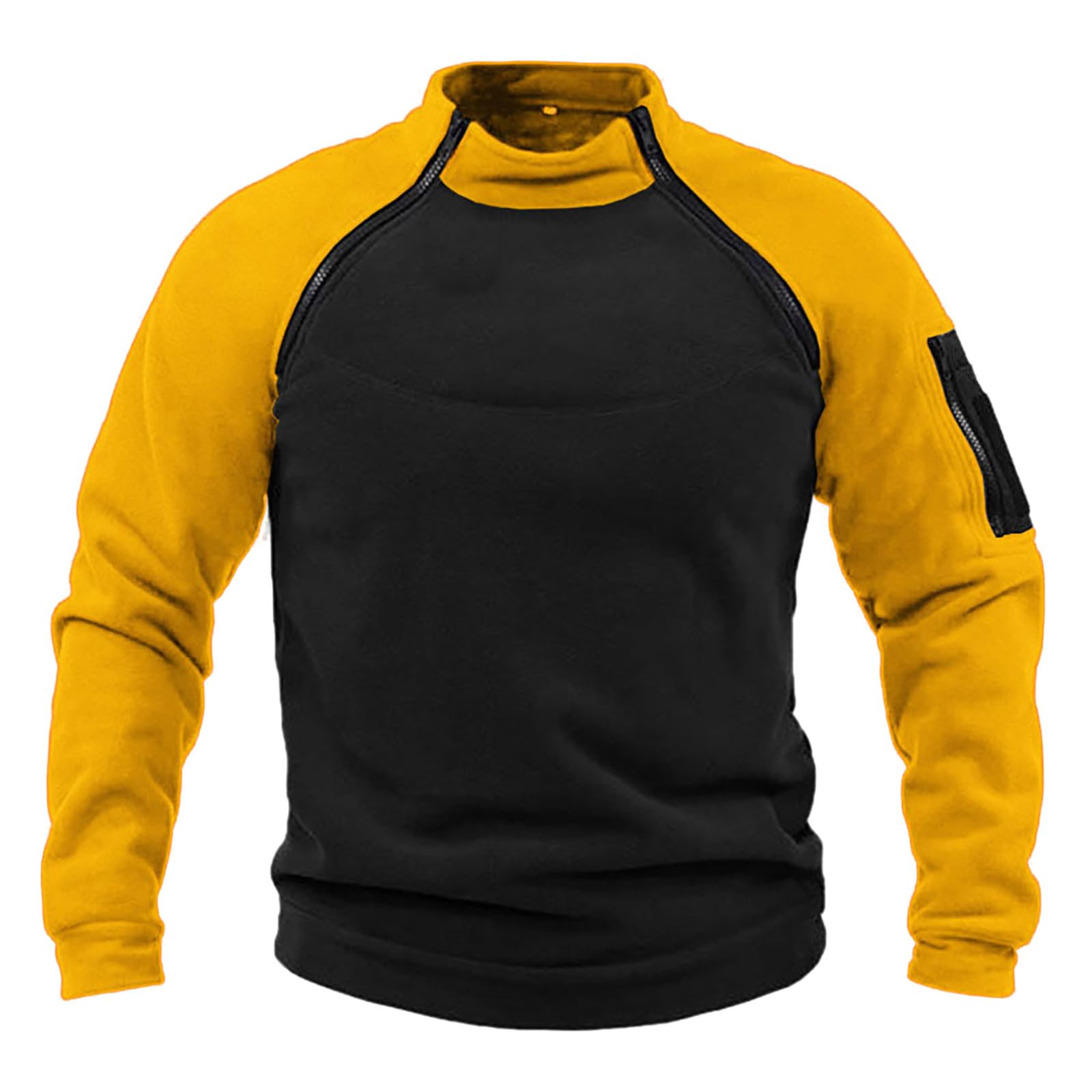 Men's 798#Yellow Fleece Pullover Military Outdoor Fleece Jacket Warm Tactical Combat Fleece Pullover Tactical Jacket Fleece Jacket Winter Jumper Sports Jumper Tops Army Windproof Pullover Yellow 4XL