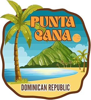 Dominican Republic Sticker, Punta Cana, 3 inch Sticker (Waterproof Vinyl Decal for Car, Water Bottle, Laptop, iPad, Window, Cooler, Luggage, Bumper, Toolbox, Locker), 3 inch, S813