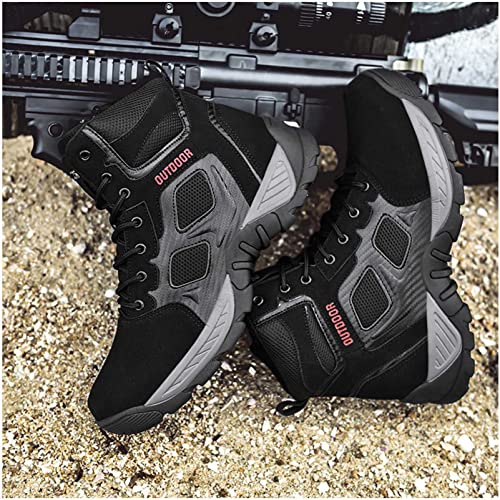 Image of Men's Hiking Boots Lightweight Mid Ankle Trekking Outdoor Non-slip Tactical Combat Boots