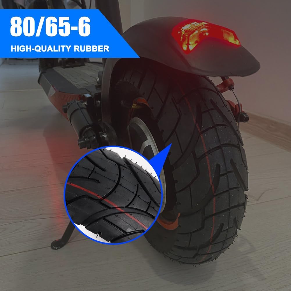 Scooter Tires 80/65-6 City Road Tire And 45° Inner Tube 10 Inches Motorcycle & Electric Scooter Tires Compatible With Apollo 2022 Explore Electric Scooter E-Bike 255x80 10x3.0 Tire