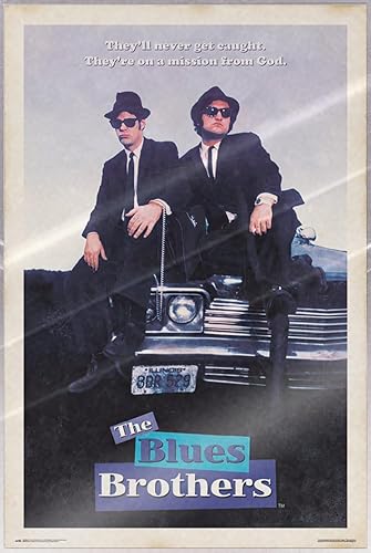The Blues Brothers - Póster de película (estilo regular, en una misión de Dios) (Tamaño: 24 x 36 pulgadas) (póster laminado)