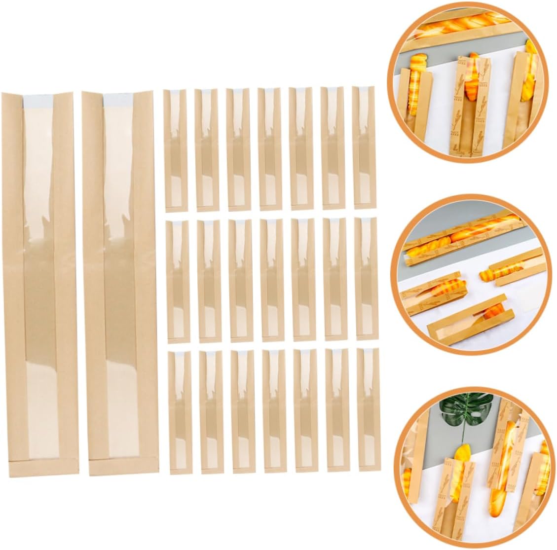 COLLBATH Bread Storage Bags with Window Opening 100pcs Paper Bread Packaging Bags