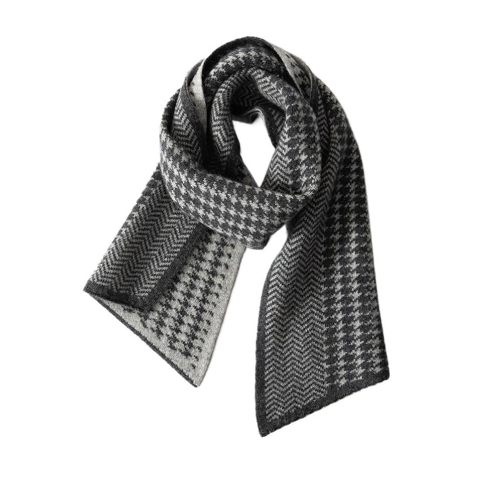 Sciarpa in cashmere 100%, sciarpa spessa pied de poule da uomo e donna, otto importanti protezioni for il collo lavorate a maglia Sciarpa(Noir)