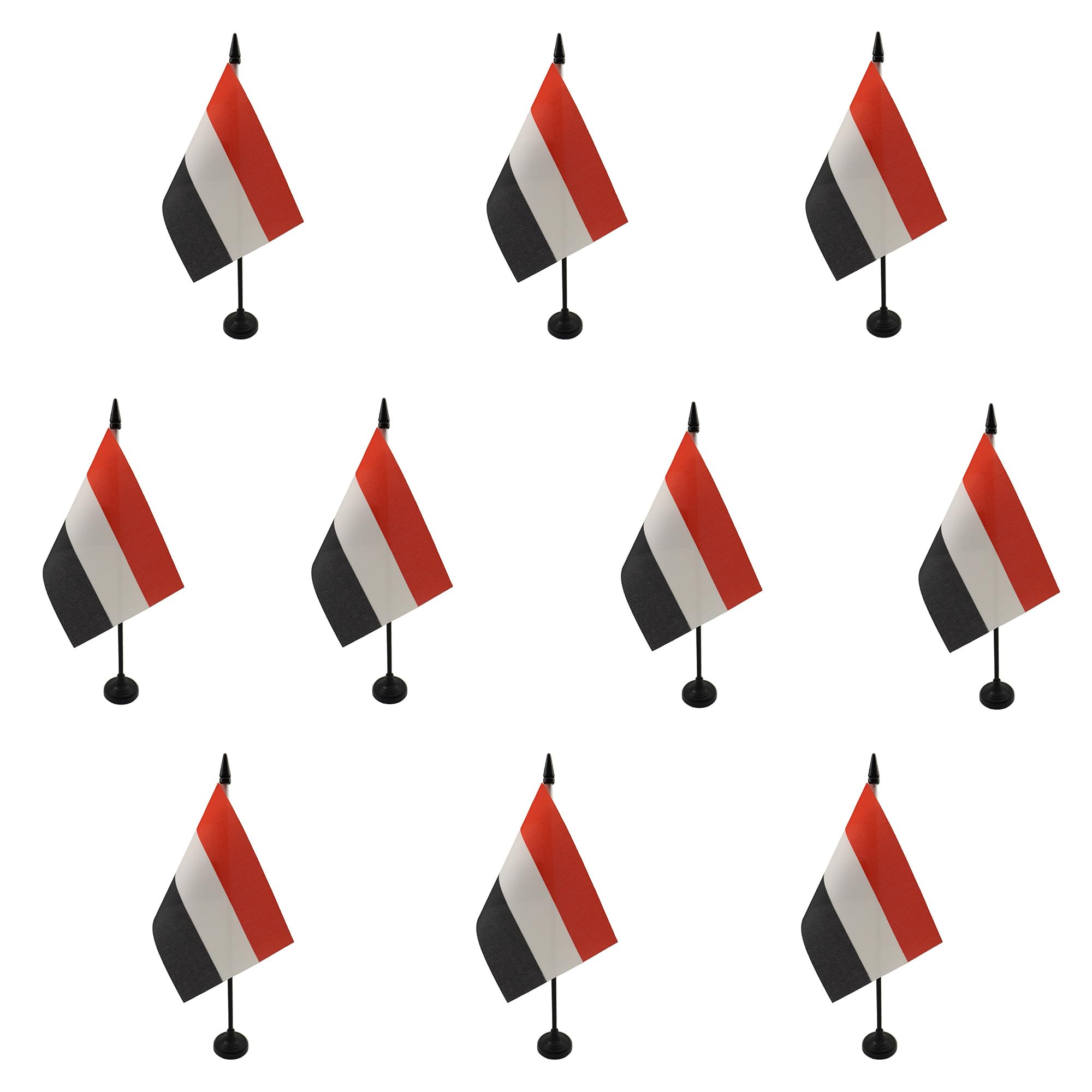 AZ FLAG - Set of 10 Yemen Table Flag 4'' x 6'' - 10 Small Yemeni Office Flags 100% Polyester 15 x 10 cm - Mini Desk Flag with 10'' Pole and Black Plastic Base โ image 1