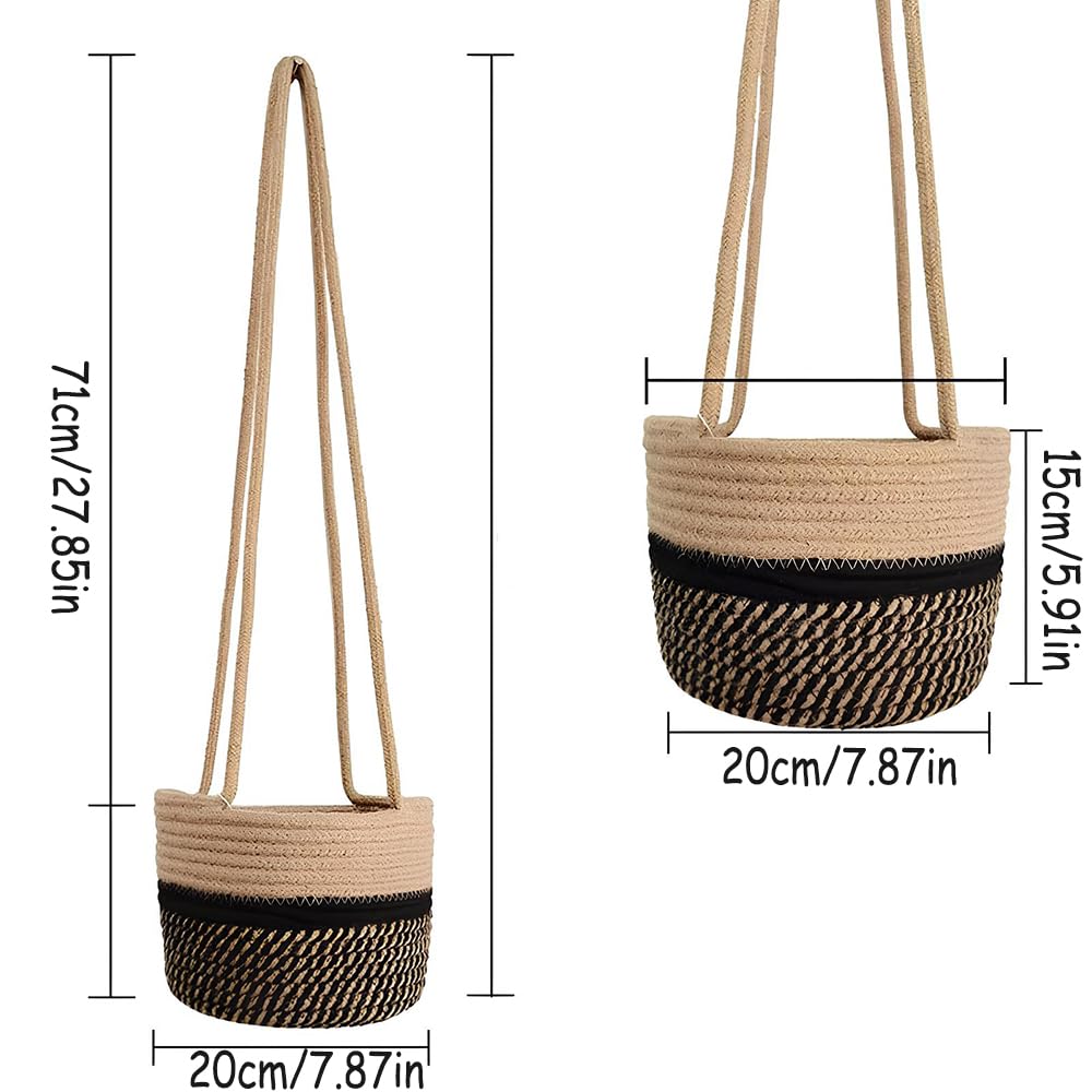 Panier Suspendu En Jute 20cm CaiYuanGJ - Jardinière Suspendue Pour Plantes Intérieur/Extérieur