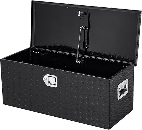 Caja de herramientas de aluminio resistente de 30 pulgadas con estante deslizante, caja de herramientas de placa de diamante para camioneta,