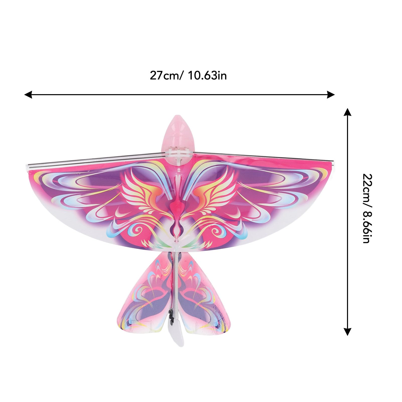 Srliya Elektronischer Fliegender Vogel, Fliegendes RC-Vogelspielzeug, 2,4 GHz, USB-Aufladung, LED, Bionische Schlagflügel, Vogel für Drinnen und Draußen (Rose)