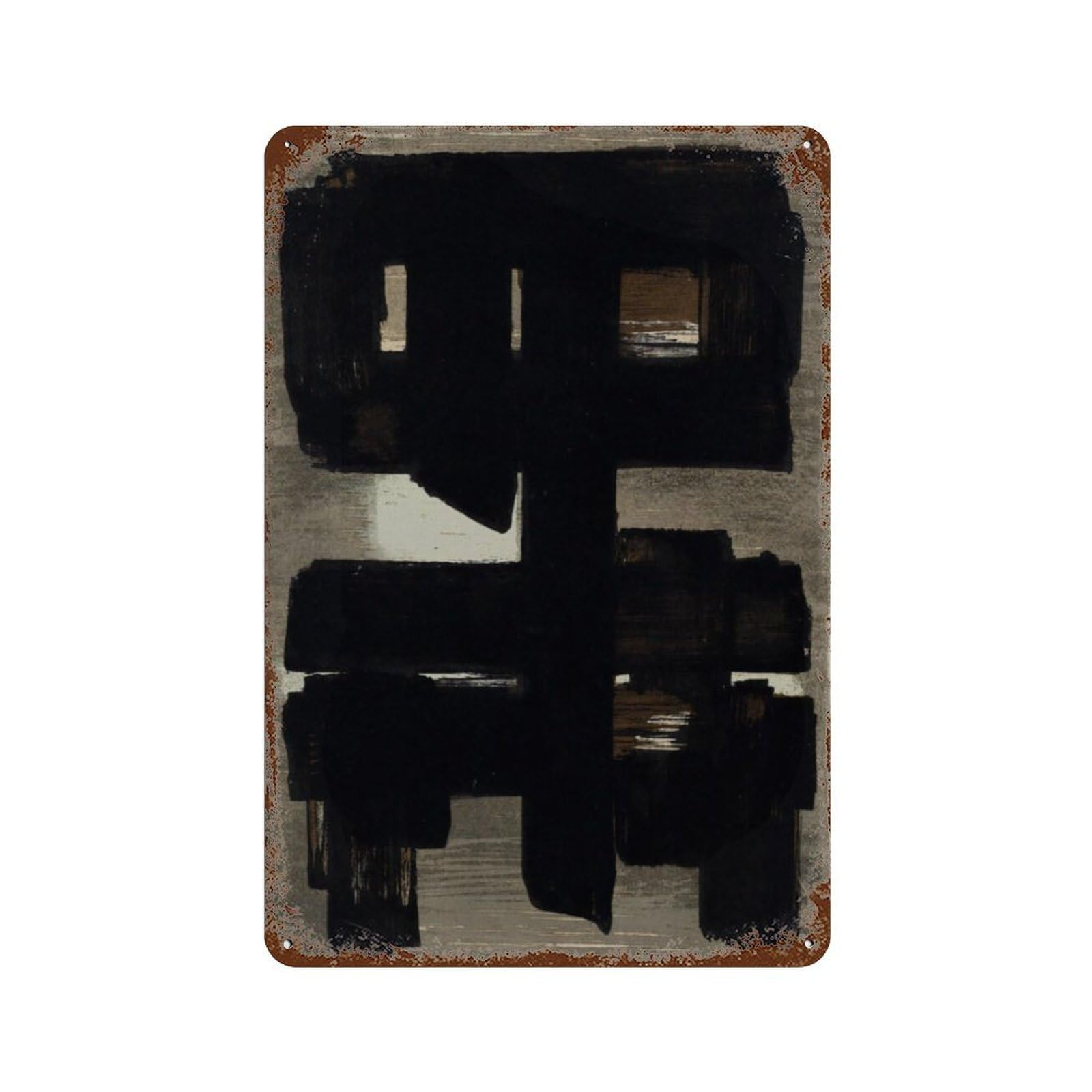 xiaoxiaoshen Soulages Abstract Exhibition Wall Decor Art Metal Tin Poster Modern Home Decor Art Home Bar Shop Decorations Vintage Sign 30x20cm