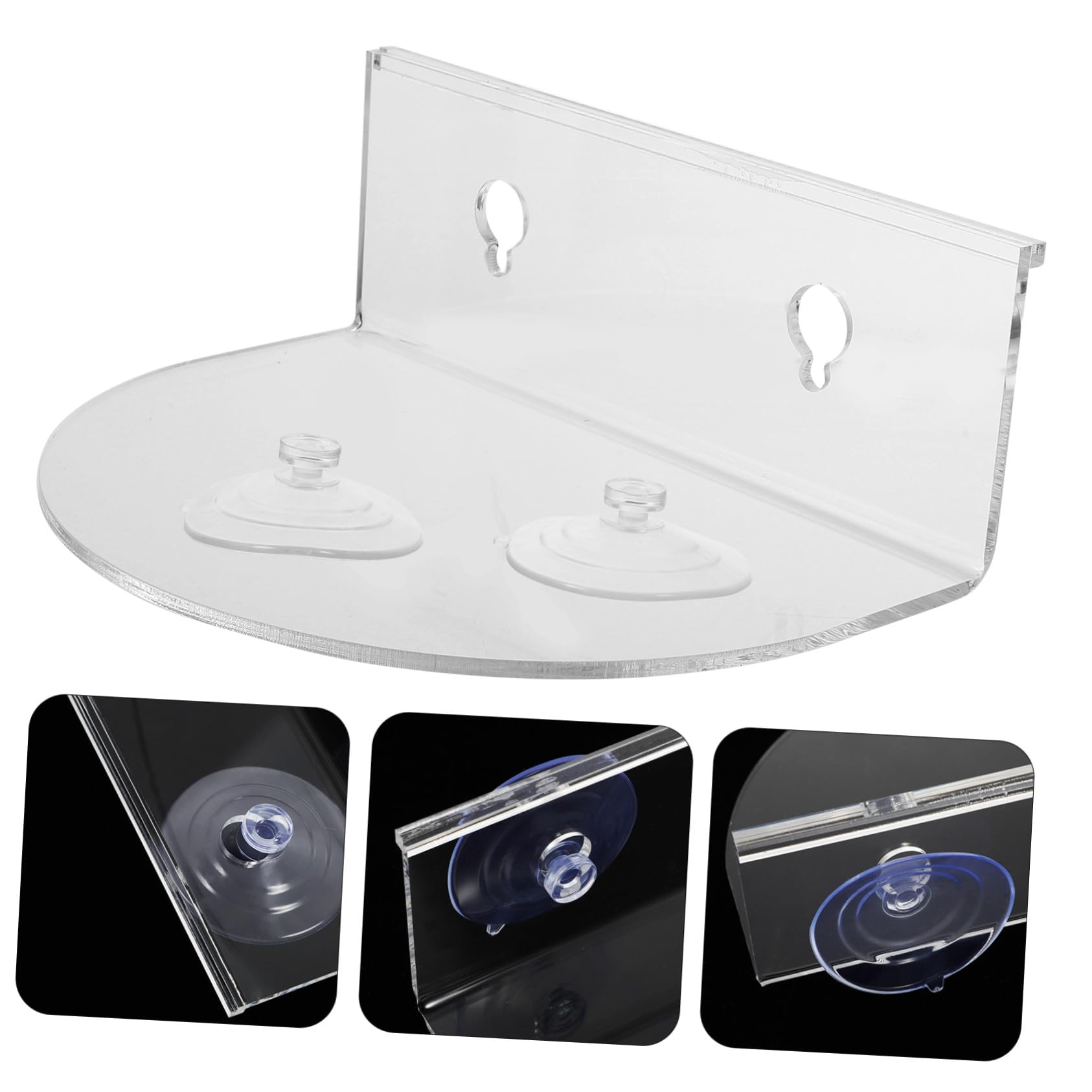 Outanaya Transparenter Acryl Wandregal mit Saugnapf für Gewürzflaschen und Kleine Pflanzen Vielseitiges Aufbewahrungsregal für Küche Wohnzimmer Büro Einfach zu Montieren und Langlebig