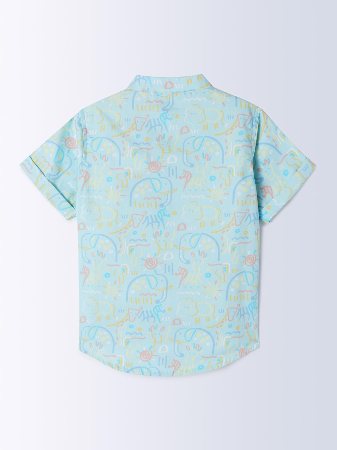 Milou Cotton Half Sleeve Mandarin Collar Printed Shirt - Light Green - Image 6 thumbnail