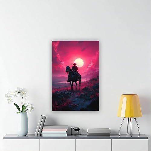 Miniatura 6 de XAHOR Apocalyptic Cowboy Poster, Vaporwave Aesthetic Wall Art, Synthwave Desert Landscape Print Canvas Wall Art Print Poster For Home School Office