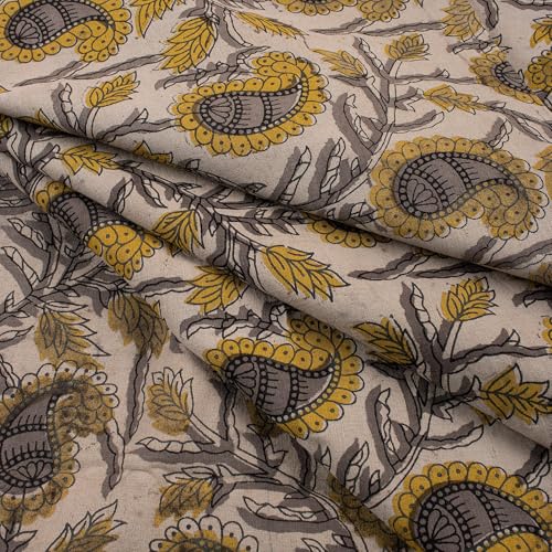 DMAASA Floral Print Pure Cotton Fabric Material | Yellow Paisley Print Fabric | 2.5 meter Cloth Piece 44 Inch wide | Women kurti, Curtains, Cushion, Pillow Covers and Craft Making DMAASA Floral Print Pure Cotton Fabric Material | Yellow Paisley Print Fabric | 2.5 meter Cloth Piece 44 Inch wide | Women kurti, Curtains, Cushion, Pillow Covers and Craft Making