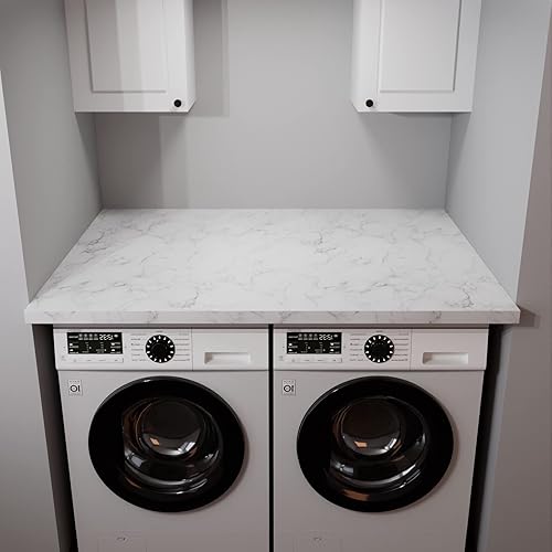 Miniatura 5 de Decotalk Papel de contacto de mármol blanco de 200 x 30 pulgadas para encimera de cocina, papel tapiz de mármol blanco para tocador de baño, papel