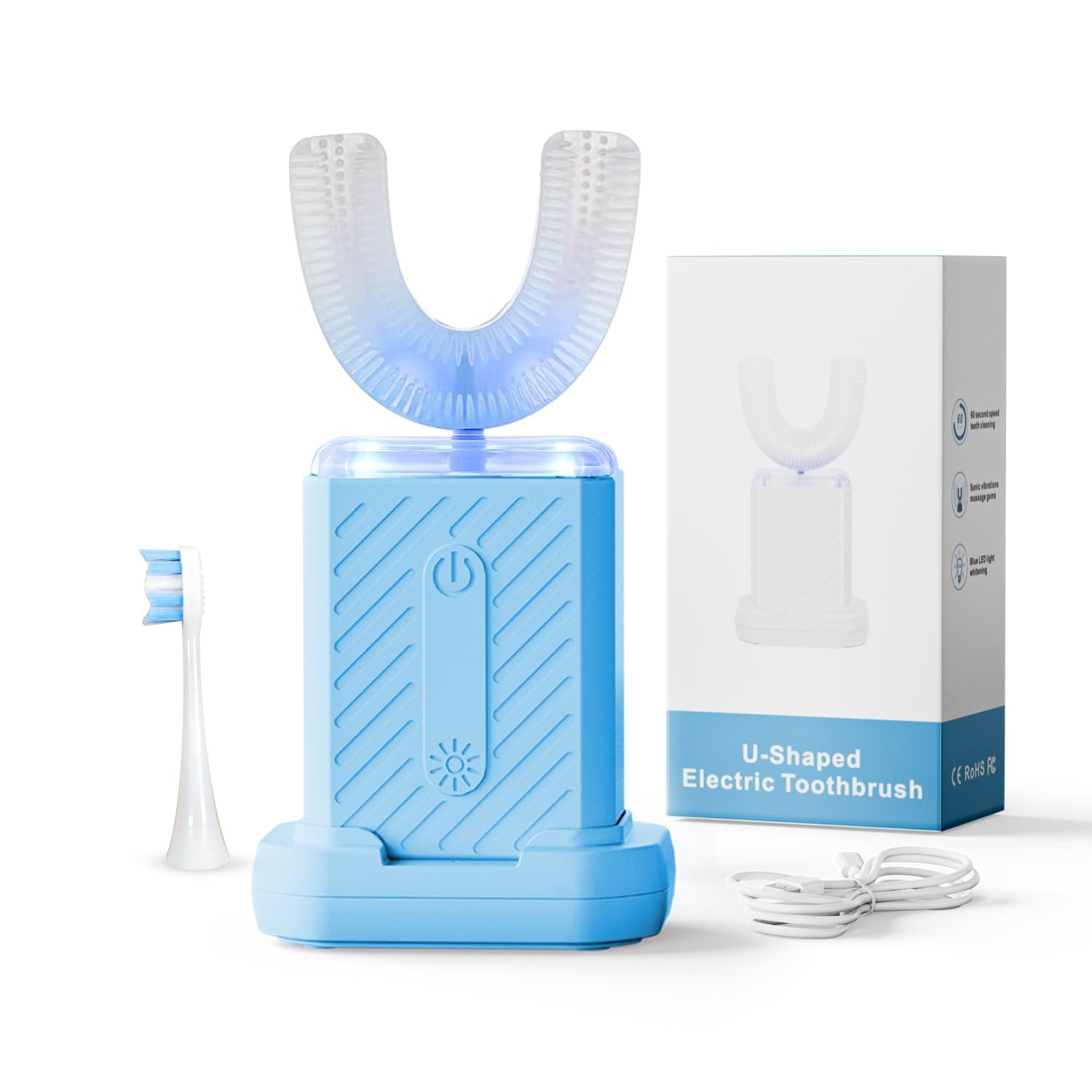 WILDWELLO U-Shaped Electric Toothbrush, 4 Modes,