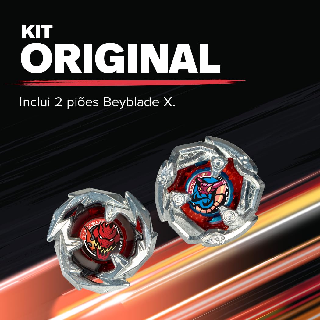 Beyblade X Tail Viper 5-80O e Sword Dran 3-60F Kit duplo de piões