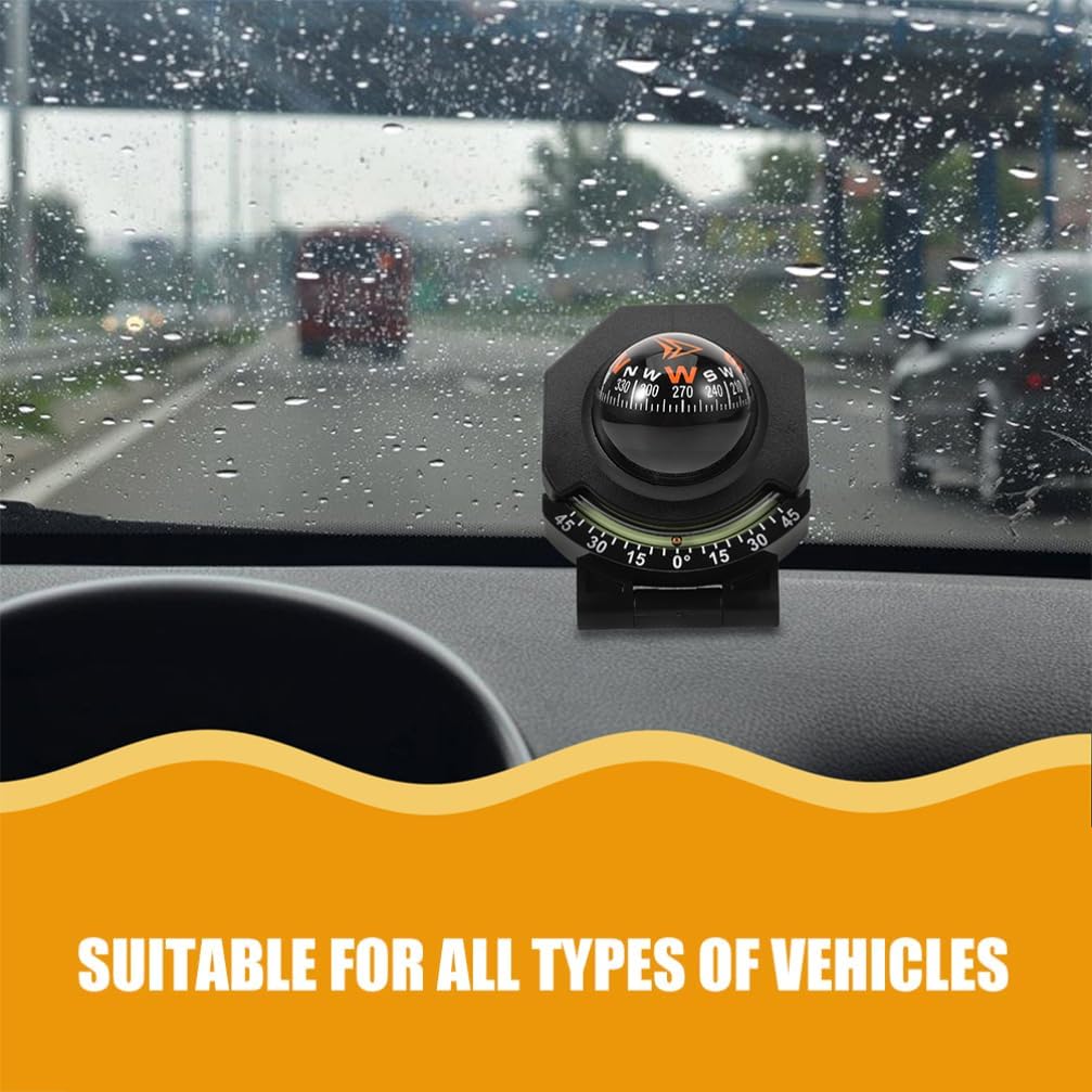 iplusmile 2-in-1 Car Compass Inclinometer Dashboard Mount High Precision for Safe Travel Navigation