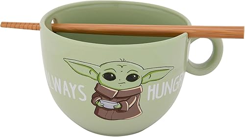 ICUP Star Wars Mandalorian The Child Always Hungry - Taza de ramen con palillos