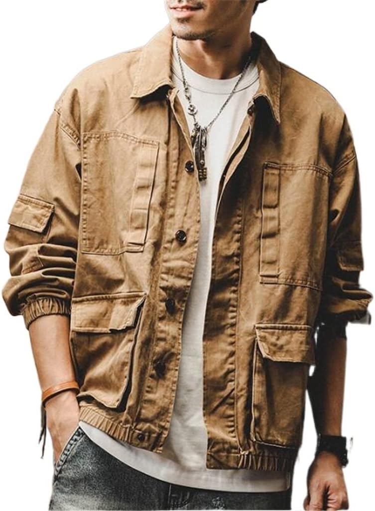 Vintage Denim Jacket Men's Fall Loose Spring And Autumn Trends Handsome Work Men