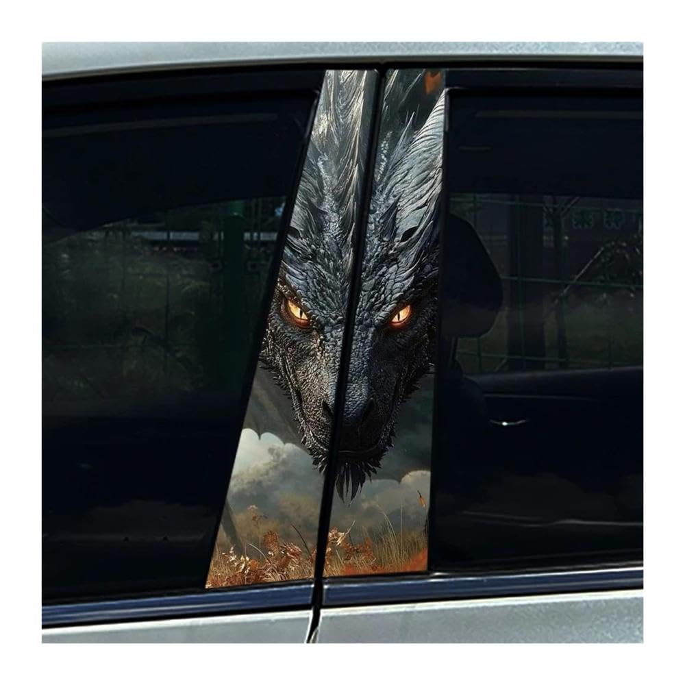 Body Parts 2PCS Car B-Pillar Stickers Dark Dragon Auto Center Column Waterproof Decals(E)