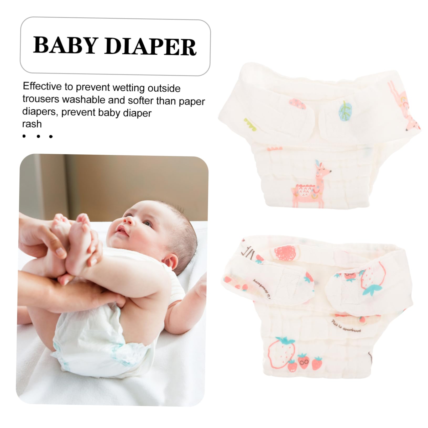 ULDIGI Reusable Cotton Diapers 2 Pack for Newborn Girls Soft Washable Comfortable and Random Style