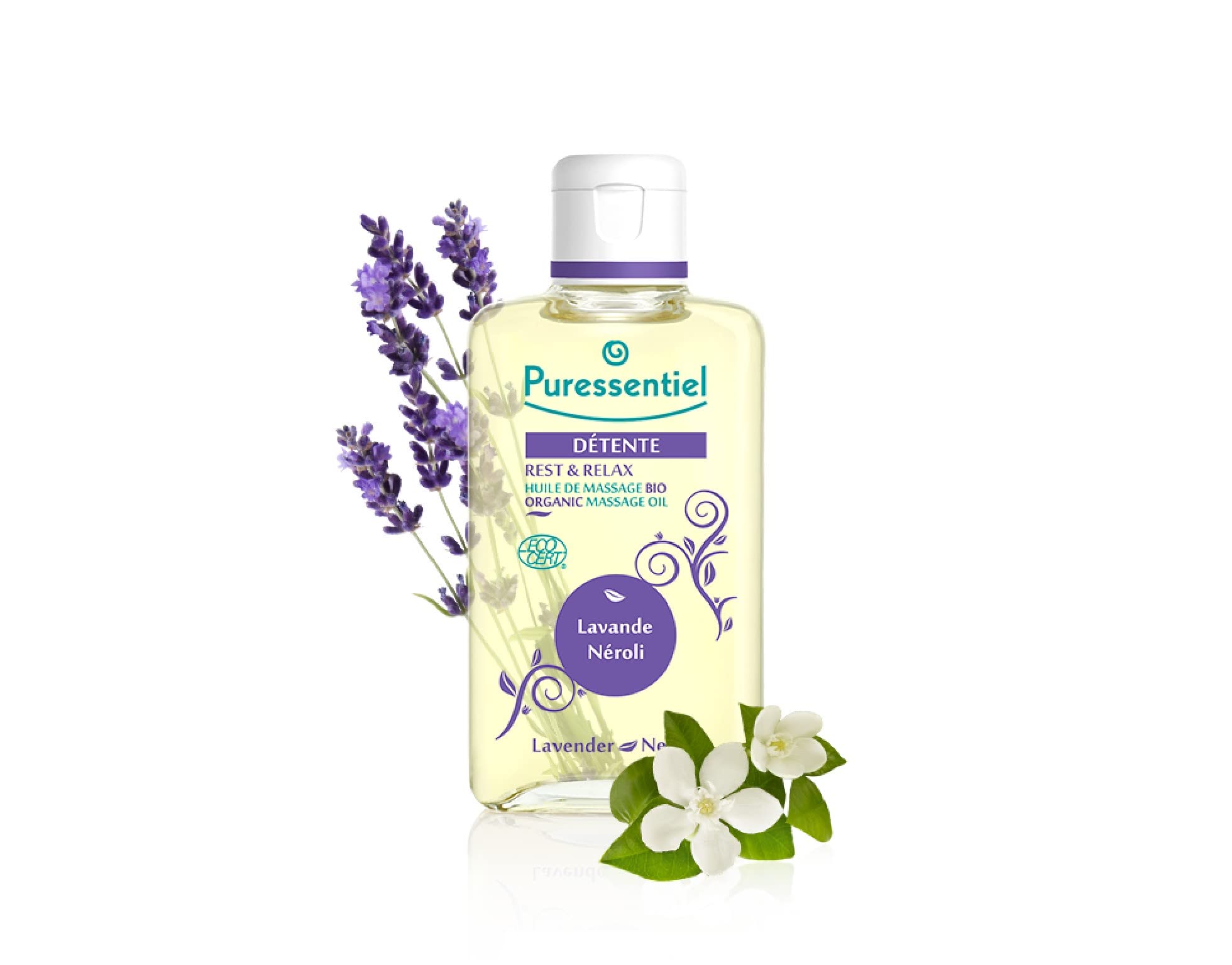 Puressentiel Sueño y Relax - Aceite de masaje con 6 aceites esenciales, Lavanda y Neroli, Bio y de origen natural, para relajarse y descansar, 100 ml
